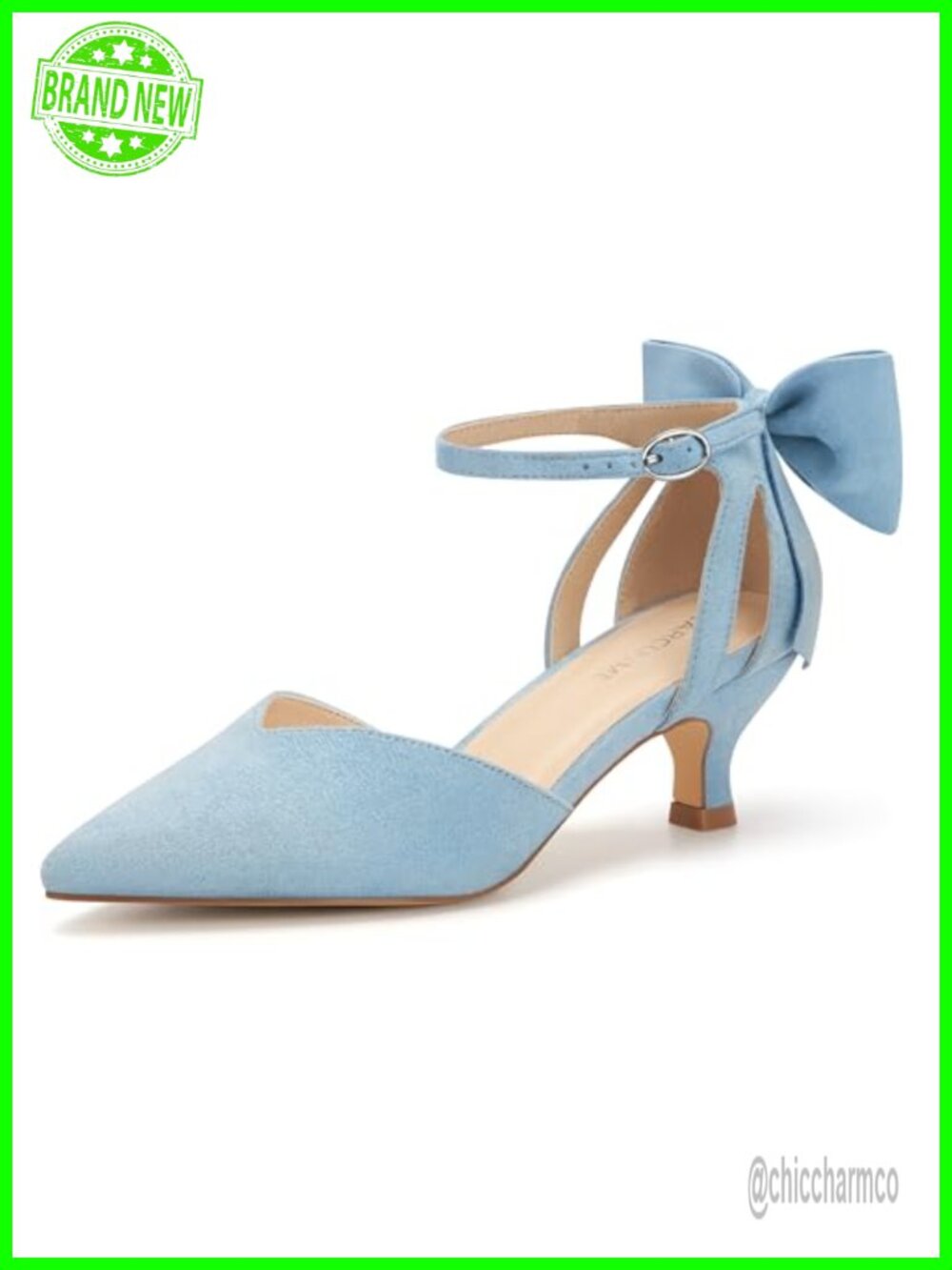 Women's Kitten Heels with Bow Closed Toe Ankle Strap Wedding Pump Shoes Leather